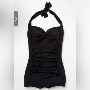 Seafolly for Anthropologie Anthro black halter swimsuit US size 8